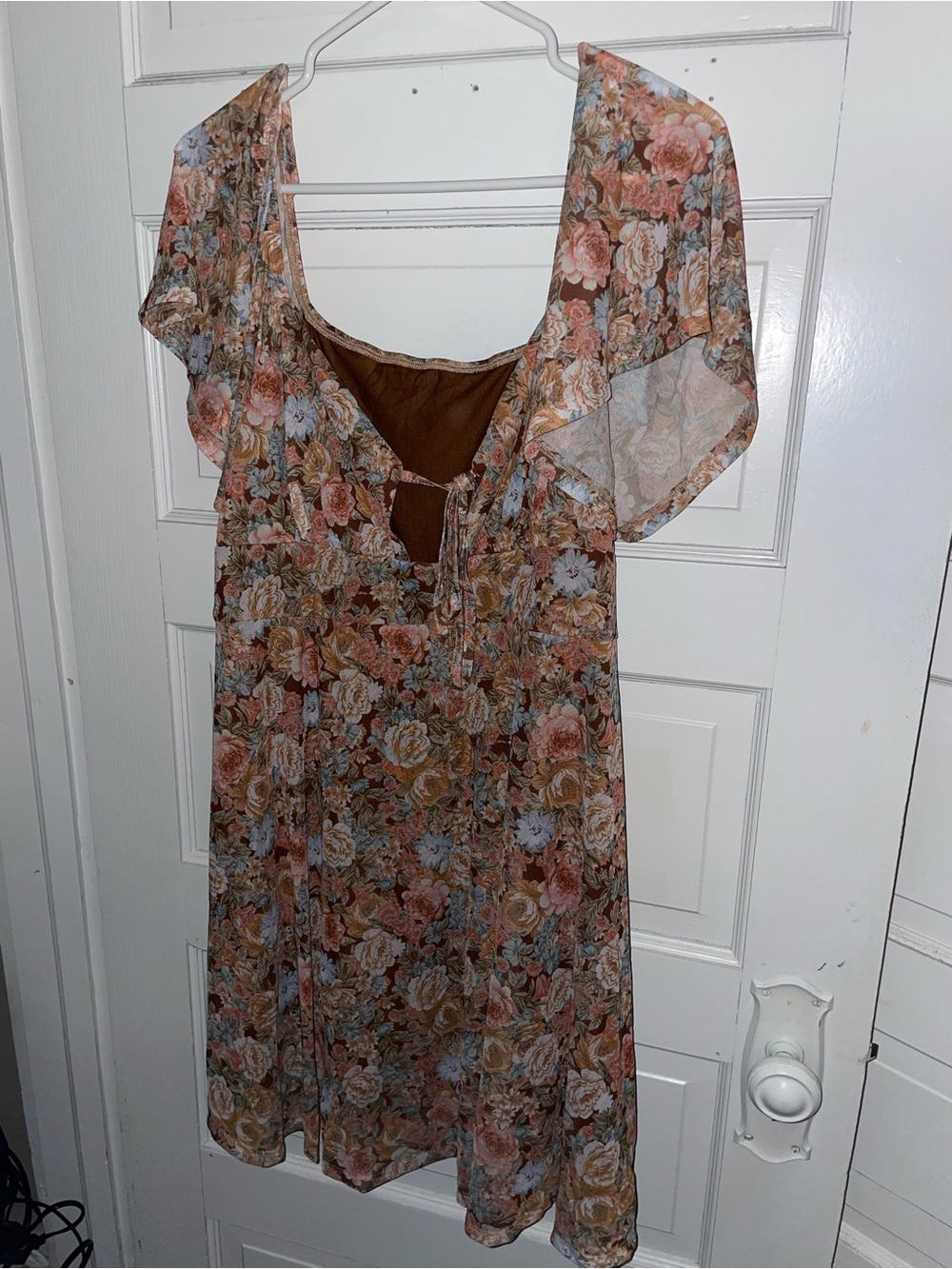SHEIN Floral Midi Dress in Brown, Pink and Blue